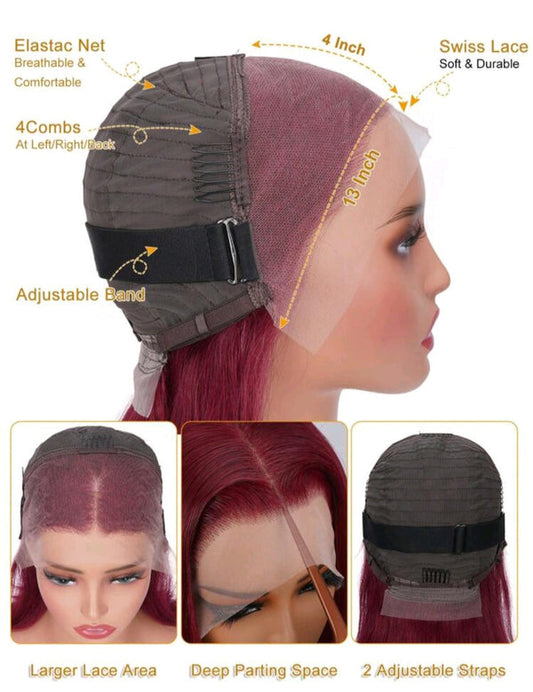 Burgundy Lace Front Human Hair Wig