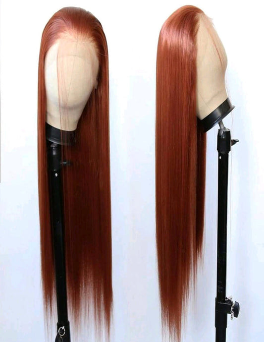 Dark Orange Long Lace Front Wig